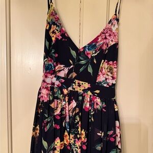 Navy floral dress flowy low back